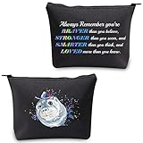 Material: esta bolsa de aseo con sello inspirador impreso de doble cara está hecha de lino de imitación de poliéster impermeable con elegante cremallera resistente y fuerte con imágenes de alta calidad.