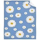 Thuswarm Floral Daisy Flowers Blue Flannel Throw Blanket Gifts Warm Cozy Soft Funny Print Blankets f