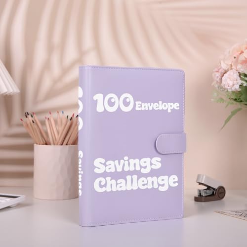 Savins 100 Budgeting Planner & Savings Challenges Budget Book, Envelope Challenge Binder to Save $5.050, Savins Binder with Cash Pockets