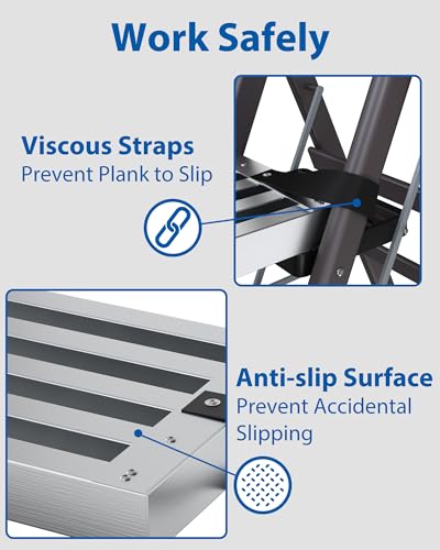 Image of Aluminum Work Plank, 4-7Ft Telescoping Plank, 440Lbs Capacity Extension Boards, Aluminum Scaffolding Planks with Skid-Proof Platform Scaffold Ladder Accessory