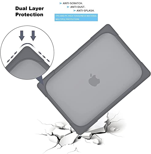 Image of Midkart Kickstand Case Compatible with MacBook Air 13.6 inch M5 M4 M3 M2 Release 2026-2022 A3449 A3240 A3113 A2681 Heavy Duty Hard Shell Shockproof Protecive Cover for MacBook Air 13 inch Case, Grey