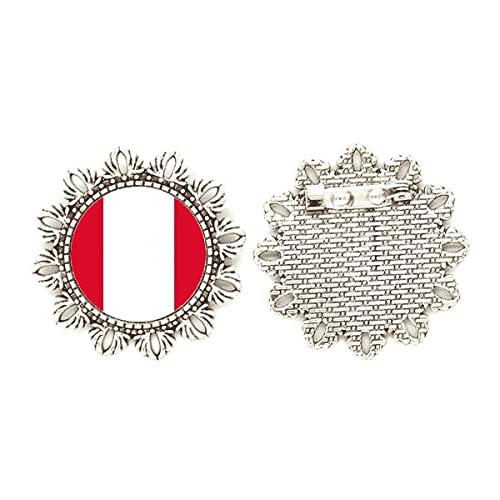 Broche de plata de bandera de Perú insignia mediano América del Sur
