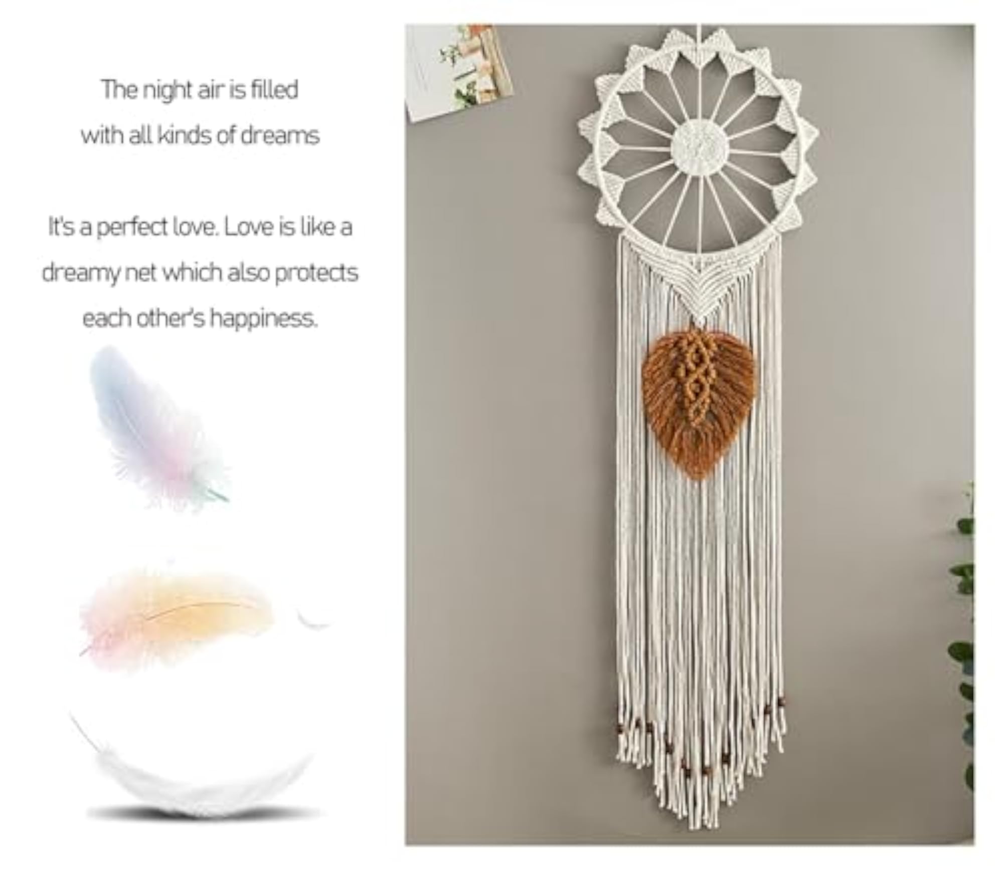Sunflower Leaves Macrame Wall Hanging Dream Catcher