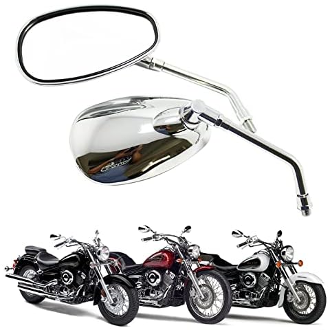 DREAMIZER Chrome Motorcycle Handlebar Mirrors Rearview Side Mirrors for Scooter Street Bike Cruiser Chopper Sport Bike ATV Cover