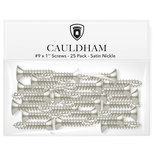 Cauldham Tornillos para Madera Satin Nickel #9 x 1 Pulgada para Bisagras de Puerta - Paquete de 25 miniatura 2