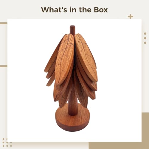 Salvamanteles de madera en forma de árbol con 4 posavasos plegables para platos y ollas calientes 3