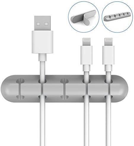 Cable Organizer, Desk Self Adhesive Cable Clips, 5-Channel Silicone Cord Holder Management - Updated