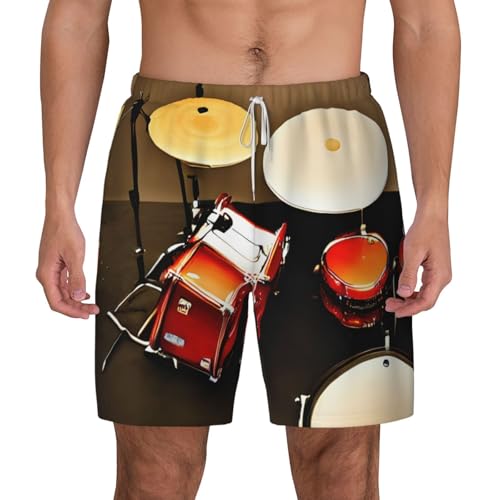 Short de bain homme imprimé batterie musique - Maillot de plage léger et respirant