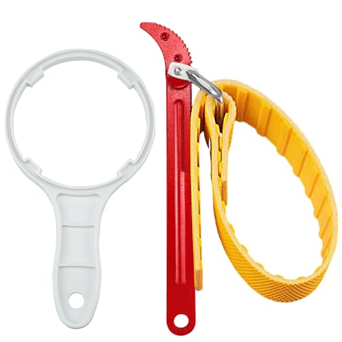 Chiave a Nastro Chiave Filtro Olio 2 Pezzi Chiave a Cinghia in Gomma e 10" Chiave Filtro Acqua in Plastica per Apribottiglie, Tubi Regolabili, Cinghia Del Filtro Dell'Olio, ecc