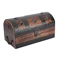Ajuny Baule del Tesoro Pirata Decorativo Fatto a mano in Legno Scatola Portagioie con Strisce di Conchiglie Motivo Floreale Portaoggetti da Viaggio Ottimo come Regalo 11x6 Pollici
