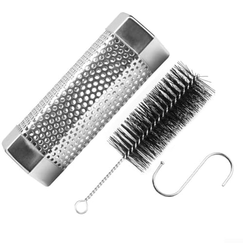 Tubo de humo de pellets de 6 pulgadas para parrillas eléctricas de gas, diseño de acero inoxidable, soporta salida de humo de larga duración (6 pulgadas + cepillo + gancho)