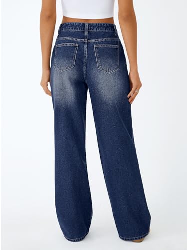 Trendy Queen Women High Waisted Straight Wide Leg Jeans Stretch Baggy Pants — view 4