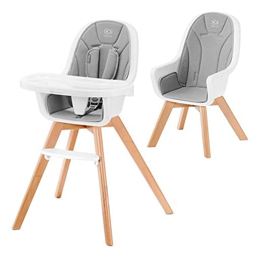 Kinderkraft TIXI, Chaise Haute Bébé, Chaise Enfant, Imperméable, Réglable, Gris