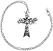 Produktbild com-four® Damen Halskette mit Kreuzanhänger - Silberfarbene Kette und Gothic Cross mit Blumenmotiv - Modeschmuck für Halloween (Kreuz - Blume)