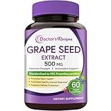 Doctor's Recipes Grape Seed Extract, 500 mg Standardized Extract with 95% Proanthocyanidins, Non-GMO, Antioxidant Support, Heart, Immune & Skin Health, 60 Veg Caps