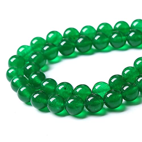 46Pcs 8Mm Natural Chinese Green Jade Beads Chalcedony Round Loose Gemstone Crystal Energy Healing Power Stone Beads For Jewelry Making Diy Bracelet (8Mm, Chinese Green Jade) #TOP2