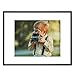 Frametory, 11x14 Inch Matte Black Aluminum Metal Picture Frame and Glass with Ivory Color Mat for 8x10 Picture