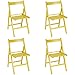 Totò Piccinni Set 4 SEDIE Pieghevoli Legno di Alta qualità, Comode, Resistenti, Salvaspazio (Giallo)