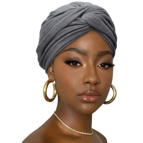 DRESHOW Hair Wrap para Mujeres Acanalado Suave Turbante Stretch Jersey Cabeza Bufanda Transpirable Ligero Turbante Color Sólido
