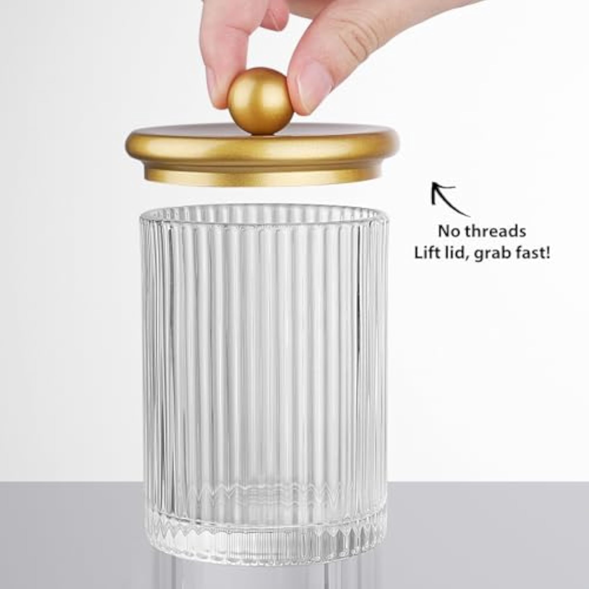Apothecary Glass Jar, Bathroom Organiser for Qtips and Cotton Swabs