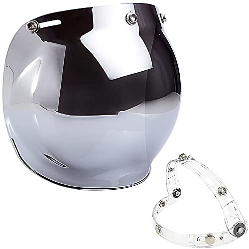 Bubble Shield and Adapter Flip Up Base for 3-Snap Helmet (Chrome Mirror)