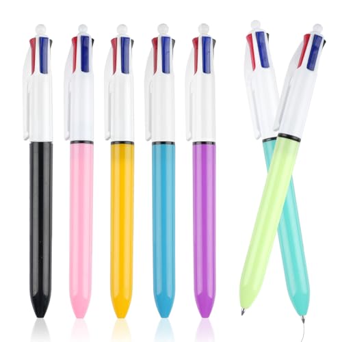 Maxmoc 7 Stück 4 Farben Kugelschreiber 4-in-1 Einziehbarer Kugelschreiber Mehrfarbiger Kugelschreibers Glatter 1 mm Vierfarben Kugelschreibers für Büro Home Schulbedarf