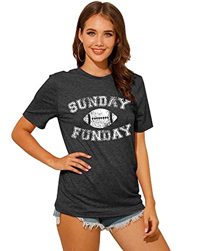 Football Shirts for Women Game Day T-Shirts Sunday Funday Tops Casual Sports Season Short Sleeve Shirt3