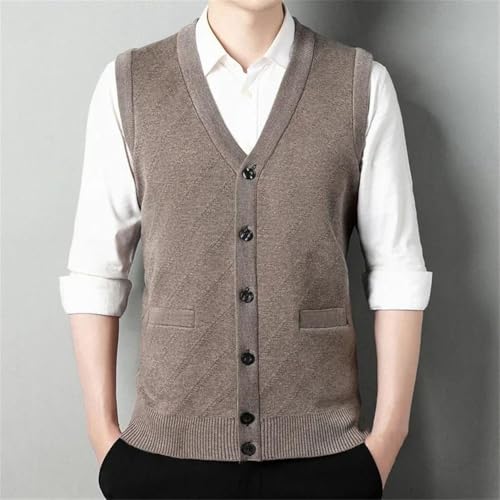 Men Thick Casual Sweater Tank Top Knit Cardigan Tank Top Buttons V-Neck Sleeveless Waistcoat2