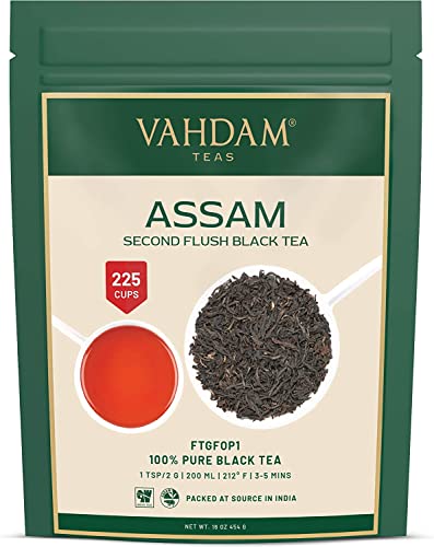 VAHDAM, Feuilles de Thé Noir d'Assam 340g(170+ Tasses) | FORT, RICHE & MALTÉ | 100% Pur & Non Mélangé | Thé Vrac d'Origine Unique | Pour Thé Glacé, Thé Chaud, Thé Kombucha | Long Leaf Grade FTGFOP1 Cover