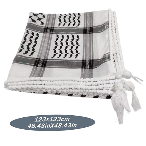 Keffiyeh Palestine Authentique écharpe Shemagh en coton doux à pompons