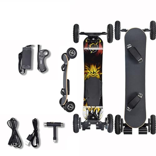 ♐【TAVOLA IN ACERO 8+2 STRATI E BAMBÙ CARBONIZZATO】L'e-skateboard è realizzato con 8+2 strati di acero duro come la roccia e una resistente tavola in bambù carbonizzato che offre una flessibilità migliore, maggiore stabilità e durata. Può resistere a tutti i tipi di urti senza deformarsi. Il carico massimo è di 150 kg.