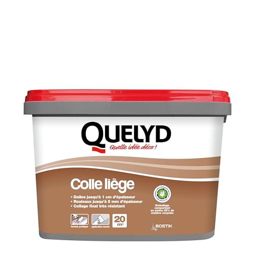 Quelyd Colle Liège Murale Pâte - Dalles et Rouleaux - Intérieur - Pièces Non-Humides - Application Murale Directe - Pot de 5 kg