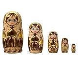 Woodburned Church Russian Nesting Doll 5pc./4"