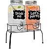 Estilo Glass Drink Dispenser with Stand - Set of 2-1 Gallon Glass Jar Beverage Dispensers for Parties, Glass Water Dispenser Countertop for Weddings, Sun Tea Jar, Lemonade, Laundry Detergent Dispenser