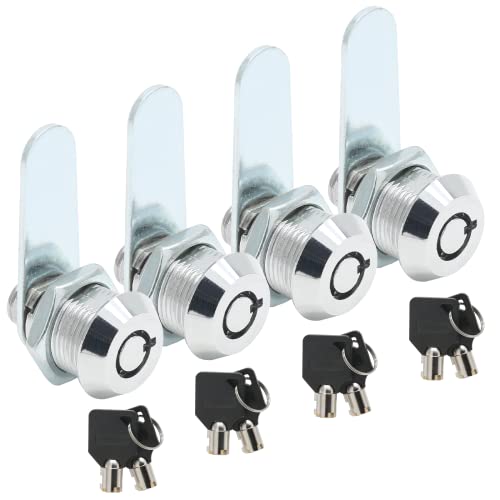 Uenhoy 4 Pack Tubular Cam Lock 5/8 Inch Cabinet Cam Lock Set for Tool Box, File Cabinet, Mail Box, Vending Machine, ATM, Keyed Different
