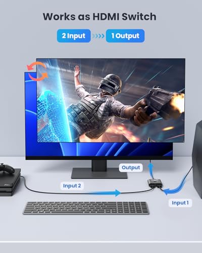 Image of vilcome HDMI Switch 4K@60Hz, Bidirectional HDMI Splitter 2 in 1 Out, Aluminum HDMI Switcher Supports Ultra HD 4K 1080P 3D HDR, Compatible for Fire Stick, PC, Xbox, PS5 /4 /3, Roke, Blu-Ray Player