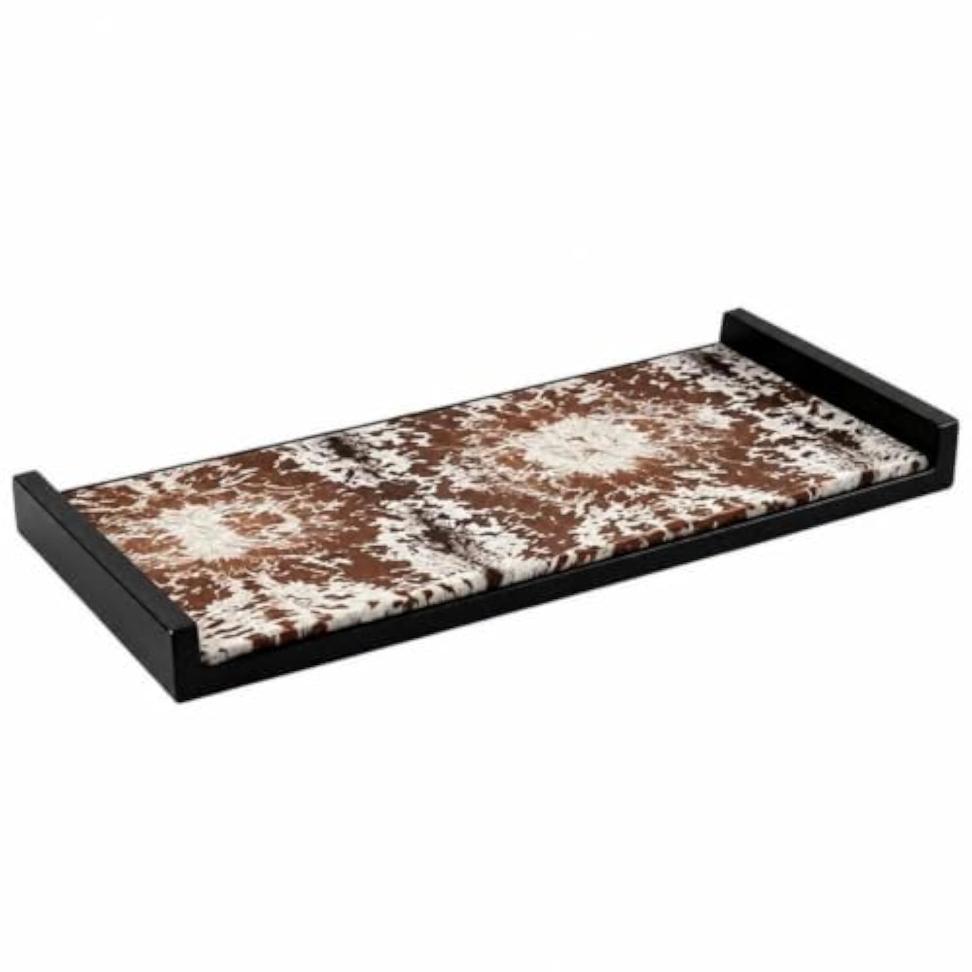 Elegant Decorative Pattern Tray, Wooden with Raised Rails