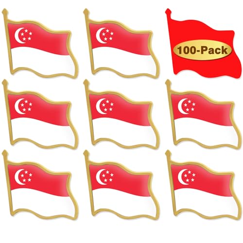 Image of 12 /24 /50 /100Pcs Singapore Flag Lapel Pins Bulk - Metal Singaporean National Lapel Pin
