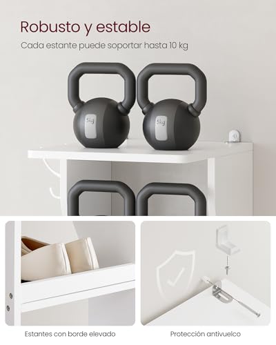 Miniatura 7 de Vasagle Zapatero, Zapatero De Entrada 7 Niveles, Estante De Zapatos Estrecho, Para Pasillo, Esquina, Vestidor, Blanco Lbs200t14
