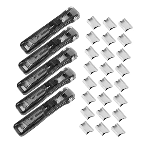 SECFOU 5pcs Portable Handheld Paper Clamps Mini Push Stapler for Files Documents Organization Non-Slip Office Supplies