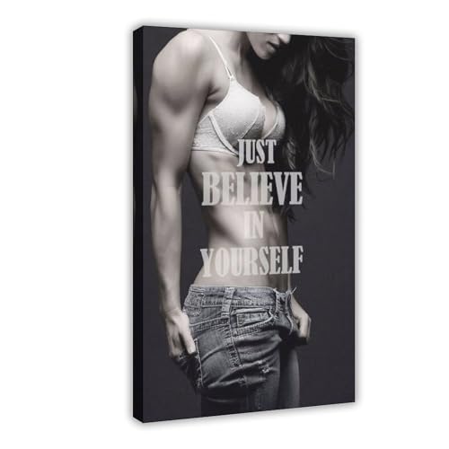 Poster Just Believe In Yourself femme fitness déco de chambre moderne toile sport 50x75
