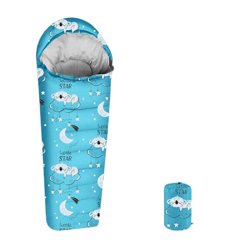 ANJ Outdoors 32 F Youth and Kids Sleeping Bag | Indoor/Outdoor Boys and Girls Sleeping Bag | Mummy Style, Lightweight Sleeping Bag for Kids (Sky Youth up to 5'7")