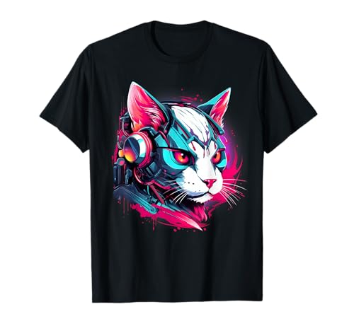 Cyborg Cyberpunk Cat Cybernetic For Boys Men Women Kids T-Shirt