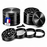 Grinder   Grinder Herbe/Epices [ Marque Française] Effriteuse   Broyeur Grain   Moulin à Èpices   50x40mm   Compact & Résistant en Alliage de Zinc (NOIR)