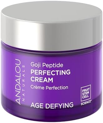 Andalou Naturals Goji Peptide Perfecting Cream - Age Defying Face Moisturizer with Resveratrol, CoQ10 - Supports Skin Collagen and Elastin, Improves Appearance of Wrinkles & Signs of Aging - 1.7 fl oz