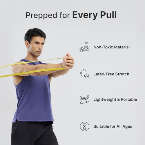 Image of CULT Resistance Band 21MM (15-30Kgs), TPE Exercise Loop Band for Strength Training, Pull-Up Assistance, Full Body Workouts & Mobility Training, Yellow & Grey