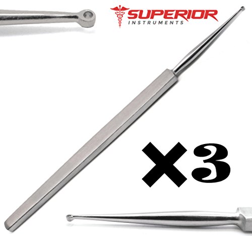 3 Pcs Superior Ent Dermatology Fox Dermal Curettes 1Mm Surgical Medicai 5.5" Instruments #TOP12