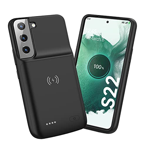 NEWDERY Batterifodral för Galaxy S22, stöder 18 W QC och Qi trådlös laddning, 4 700 mAh smal uppladdningsbar utökat batteripaket fodral för Samsung S22 (6,1 tum)