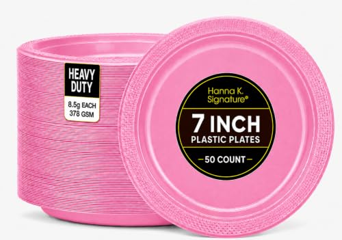 Round Plastic Dinner Plate - 7" | Pink | Pack of 50