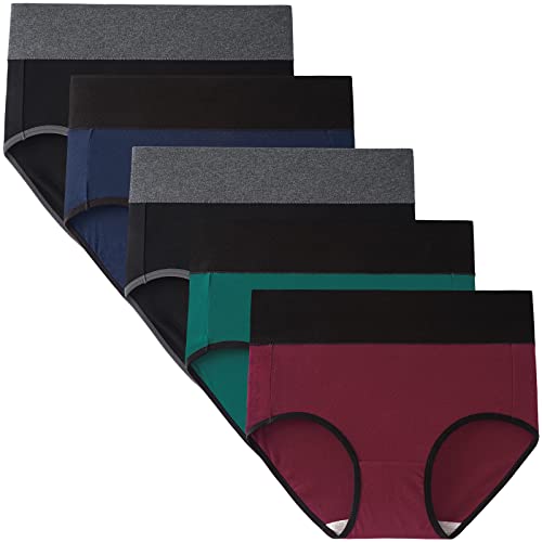 INNERSY Women's High Waisted Cotton Briefs - 5 Pack of Postpartum Panties
